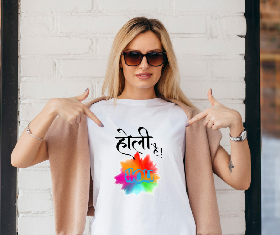 Happy Holi cotton polyster Tshirt - Image 2