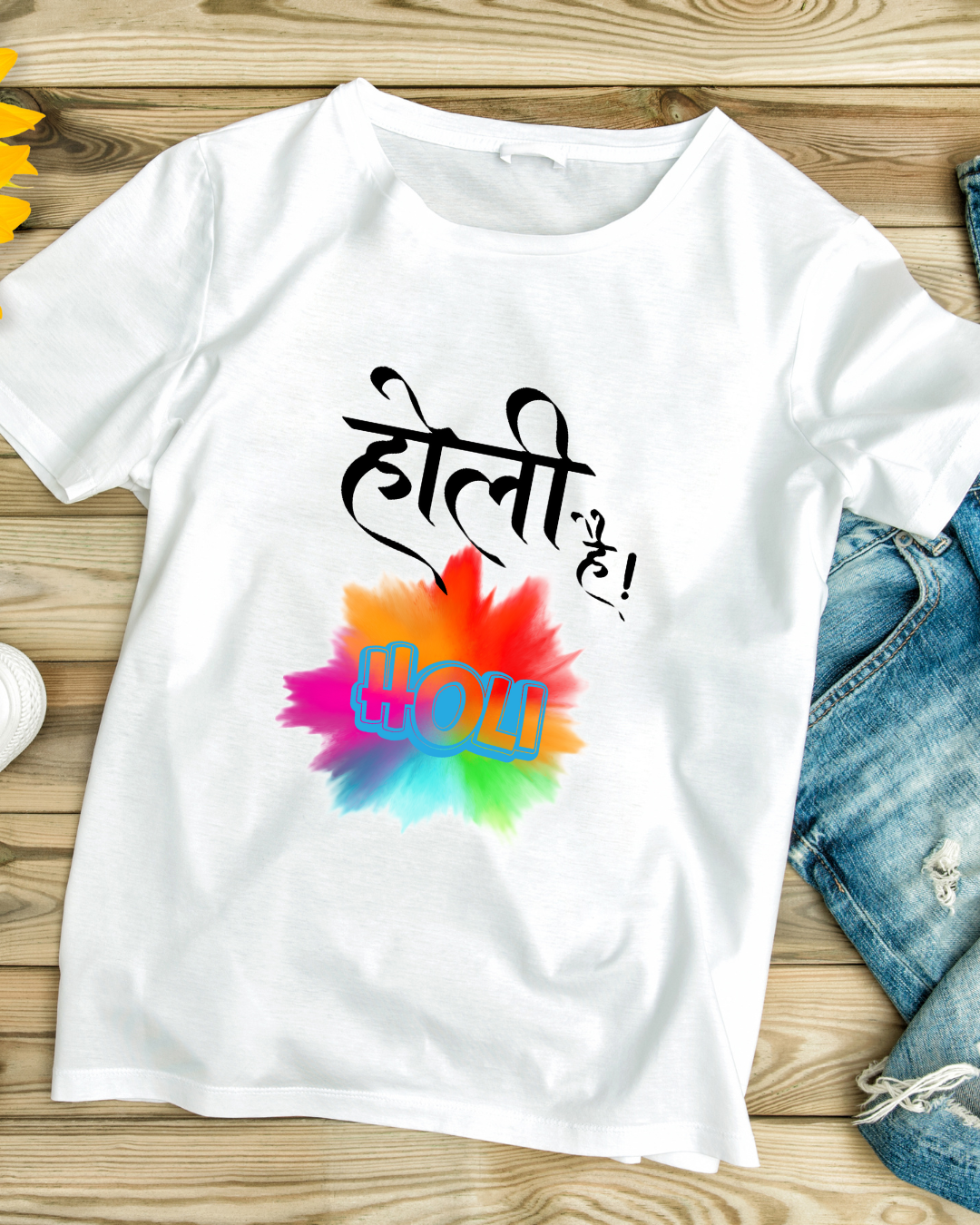 Happy Holi cotton polyster Tshirt - Image 3