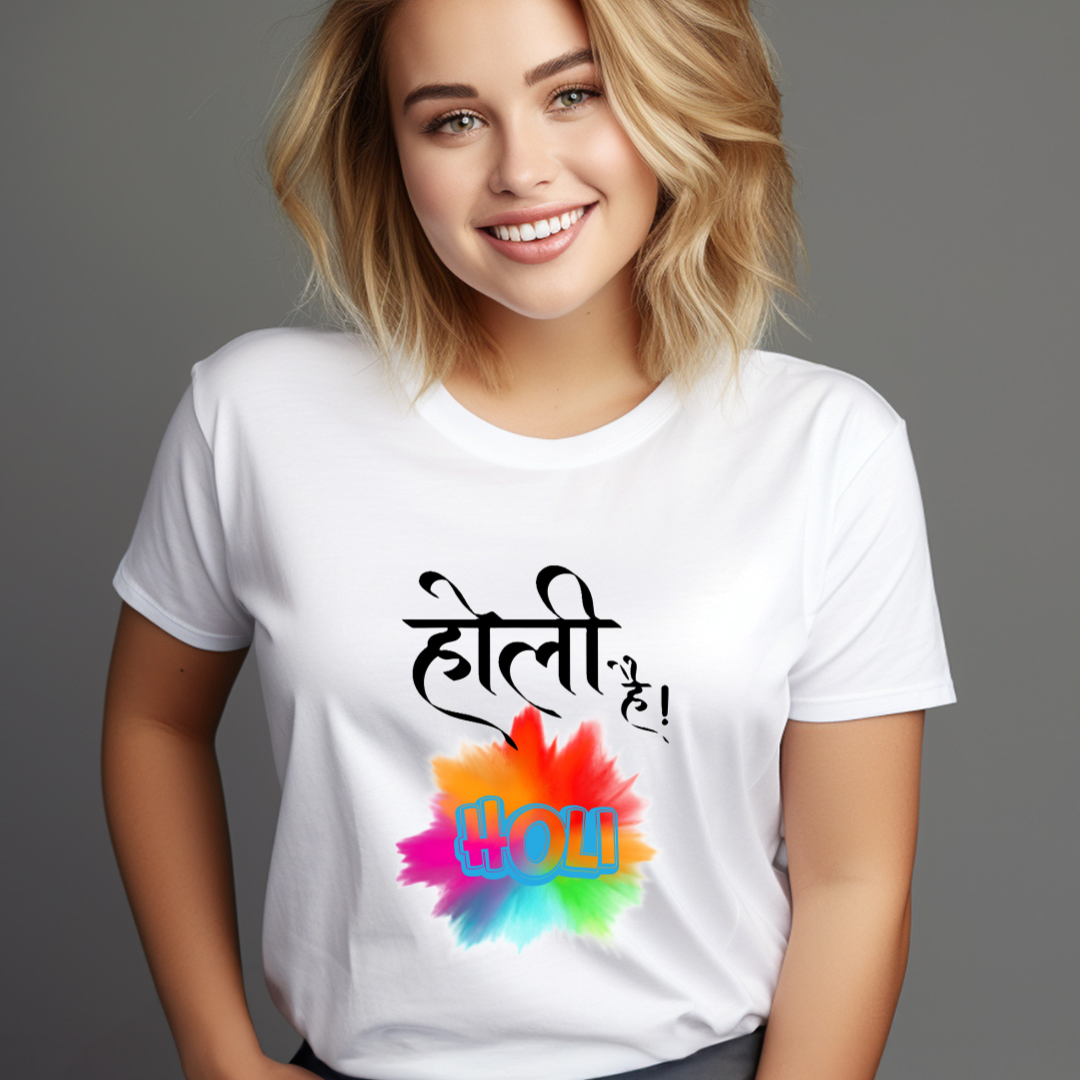 Happy Holi cotton polyster Tshirt